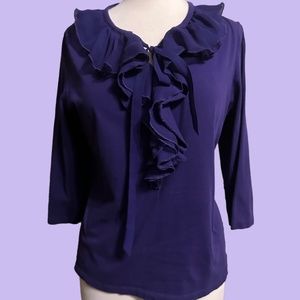 Purple Jones New York Sport ruffle blouse